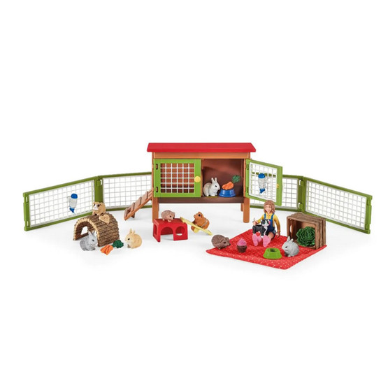 Schleich Kaninkoppi, tyttö ja eläinpoikaset 72160