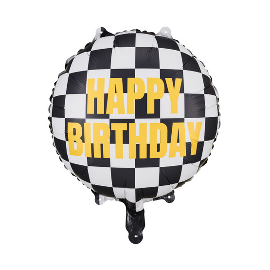 Folioilmapallo Ruutulippu, Happy Birthday, 35cm