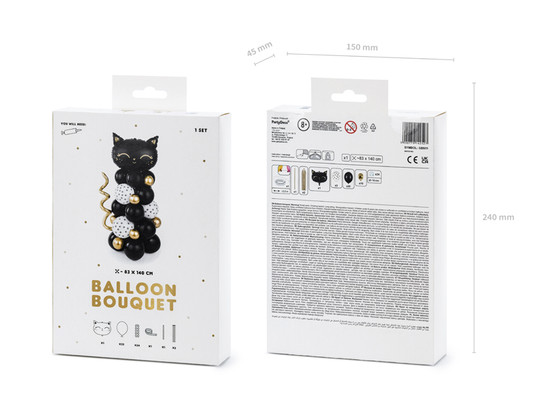 Ilmapallosetti Kissa, Musta, 83x140cm