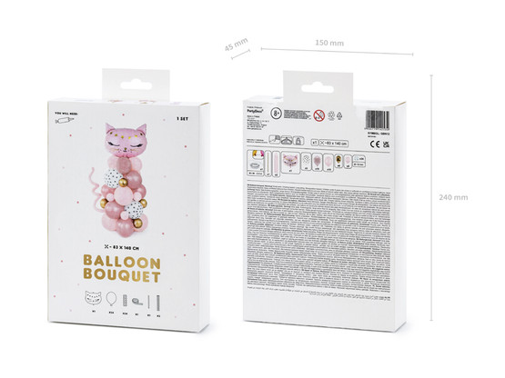 Ilmapallosetti Kissa, Vaaleanpunainen, 83x140cm