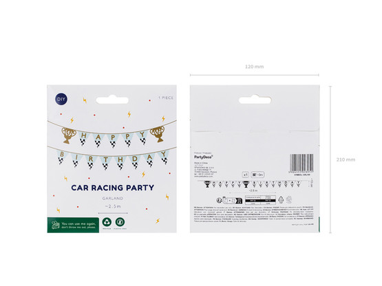 Banneri Happy Birthday, Kilpa-auto, 250cm