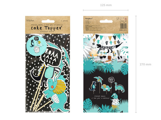 Kakkukoristeet Dinosaurus, 5kpl