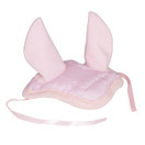 Vaaleanpunainen huppu keppihevoselle