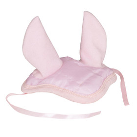 Vaaleanpunainen huppu keppihevoselle