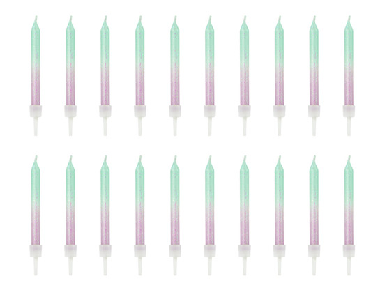 Kakkukynttilät, Lila-vihreä, 20kpl