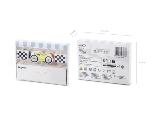 Kakkukynttilät Kilpa-auto, 2-3cm, 5kpl