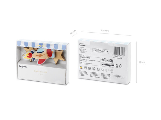 Kakkukynttilät Lentokone, 4.5-5cm, 3kpl