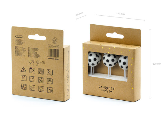 Kakkukynttilät Jalkapallo, 2.5cm, 6kpl