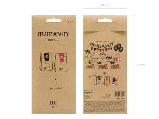 Lahjapussi Merirosvo, 8x18x6cm, 6kpl