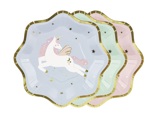 Pahvilautanen Yksisarvinen, 18cm, 6kpl