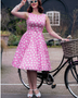 Lyra, vaaleanpunainen Polka Dot kellomekko
