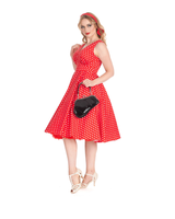 Klassikko punavalkoinen Polka Dot kellomekko