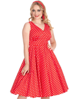 Klassikko punavalkoinen Polka Dot kellomekko
