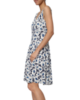 Daisy. Lyhyt mekko, V-pääntie, jossa päivänkakkara-kuvio