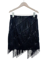 Kimalteleva lyhyt Musta ja kulta Hapsu-Paljettihame. One size