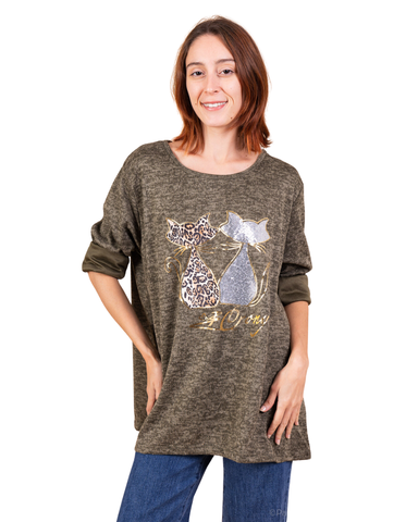 Kaksi kissaa, kissapusero bling mausteilla