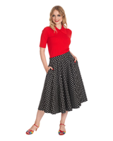 Klassikko mustavalkoinen Polka Dot kellohame