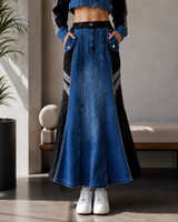 Giorgia Kaksivärinen Denim-Maksihame. Eri kokoja