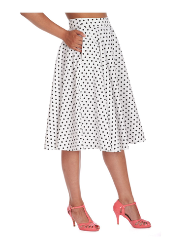 Klassikko valkoinen Polka Dot kellohame