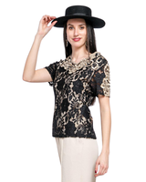 Juhlava pitsipusero. Lyhythihainen pehmeä näyttävä ja helppo pusero 