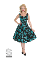 Ale, S koot.Turkoosi musta ruusumekko. Ei vaihto-palautusoikeutta