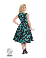 Ale, S koot.Turkoosi musta ruusumekko. Ei vaihto-palautusoikeutta