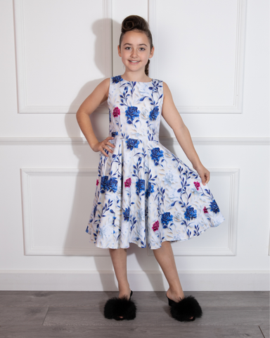 Villiruusu, juhlava, suloinen kellomekko lapsille   