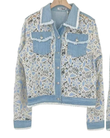  Boho-chic-tyylin farkkutakki pitsiyksityiskohdilla 