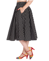 Klassikko mustavalkoinen Polka Dot kellohame