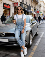 Farkku lappuhaalari  rintataskulla. Over size