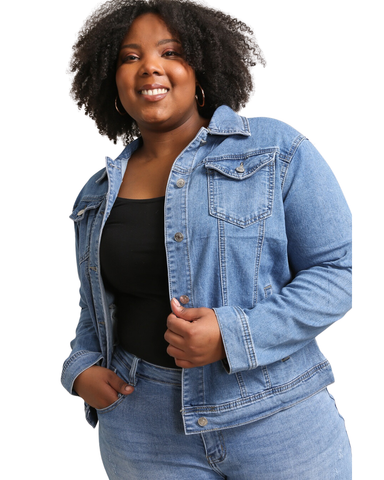 Farkkutakki, joustavaa strechiä, klassikko! Pluskoot