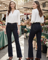 Mustat Joustavat trumpettilahkeiset farkut, bootcut malli