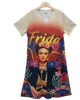 Sun Love Frida Kahlo -T-paitamekko kimalteella – Beige