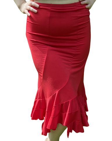 Pariisin malliston merenneitohelmainen hame, punainen