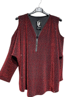 Kimallepusero off shoulder ja vetoketjupääntie. Tunikamalli.One size