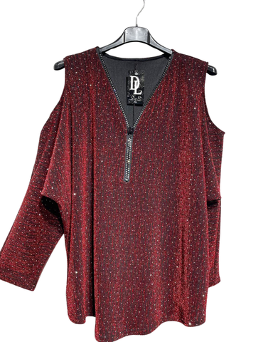 Kimallepusero off shoulder ja vetoketjupääntie. Tunikamalli.One size