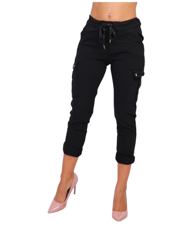 Yksiväriset joustavat gargo, reisitasku ihmehousut, uusi mitoitus!