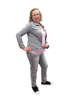 Harmaa joustava farkkutakki, myös pluskoot