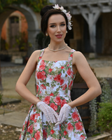 Rosewood Romance -valkopohjainen kellomekko, Uusi kukkakuosi !
