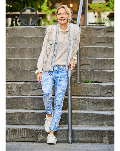 Höyhen, tekoturkis - farkkuliivi