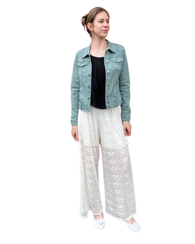 Fuksia ja khakivihreä joustava farkkutakki, slim fit!