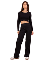 Mustat joustavat suoralahkeiset housut. Leggins malli  