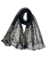  Musta kimaltava juhlahuivi, paljettikoristeet.