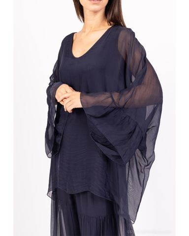 Silkkinen liehukepusero leveällä hihansuulla, eri värejä! ONE SIZE