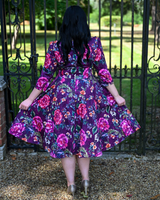 Hibiscus, Lilan sävyinen hihallinen kellomekko. Plus koot!