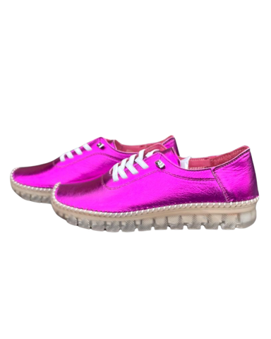 Fuksia, metallinhohtoiset nahkatennarit/tossut. Uusi väri!