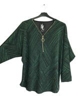 Kimallepusero V-pääntiellä ja vetoketjulla. Tunikamallinen.One size