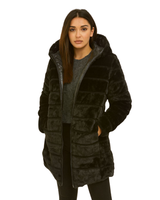 Kääntötakki.Kiiltäväpintainen toppatakki ja karvatakki. Plus koot!