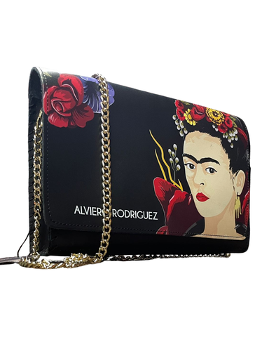 Musta Frida Kahlo olkalaukku / pikkulaukku