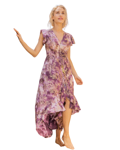 Saija mekko <3 Perhoshihallinen maksimekko. Malva/ Kulta